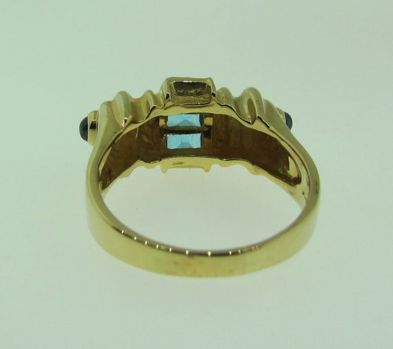 Vintage 14 K gold Blue Topaz ring - image 4