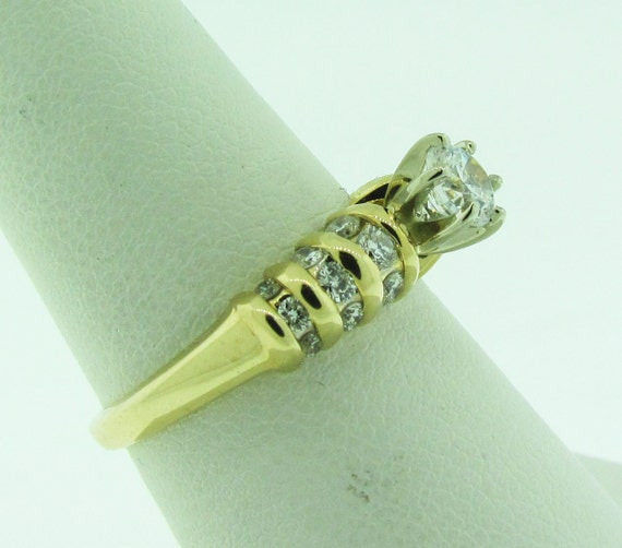 CZ and Diamond Engagement Ring, Yellow Gold - image 4