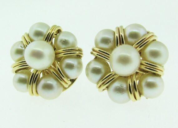 SALE * Antique 14 K gold and pearl earrings. - image 1