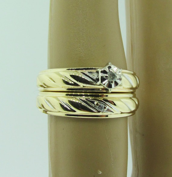 Gold and diamond estate engagement set. - image 4