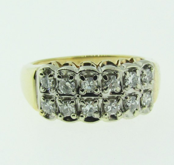 Vintage gold and diamond wedding band. - image 2