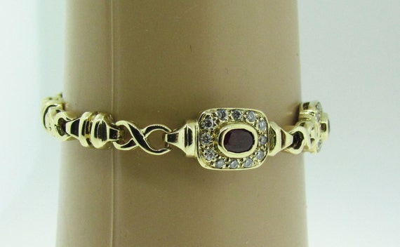 Beautiful vintage Ruby and diamond bracelet. 14 K… - image 2