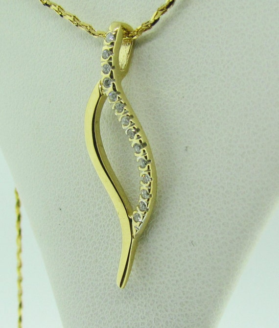 Free Form Diamond Pendant, 14 K Gold