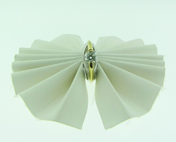 18 K gold modern design tension set diamond engag… - image 4