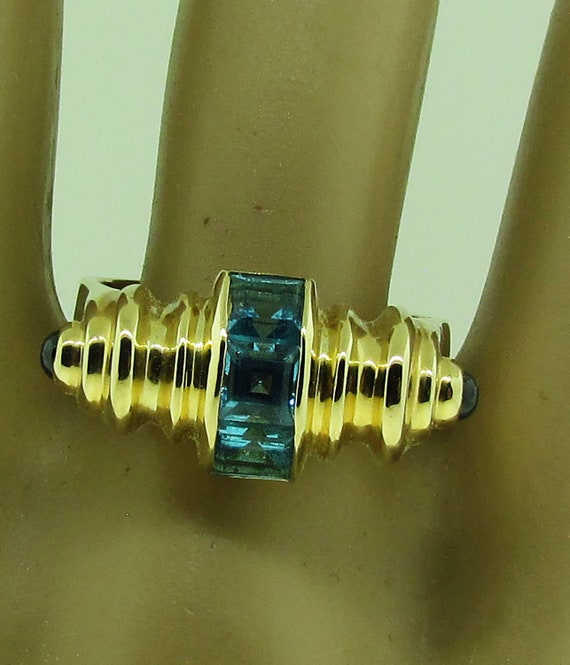 Vintage 14 K gold Blue Topaz ring - image 9