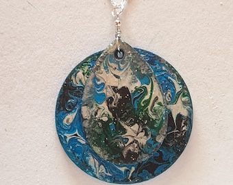 Hand-painted wooden necklace – Artistic handcrafted jewelry – Unique handmade pendant