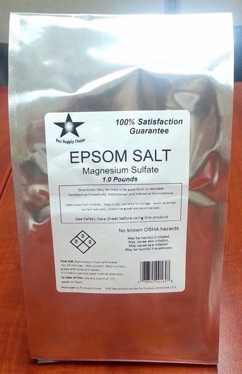 Epsom Salt Magnesium Sulfate Fcc Food Grade 1 Lb Pack 9880 Etsy