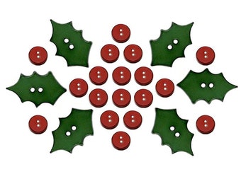 green holly leaf red berry christmas buttons 2 hole sew on holiday ivy round berries crochet knit wreath decoration sewing home decor gift - Christmas Buttons green holly leaf red berry christmas buttons 2 hole sew on holiday ivy round berries crochet knit wreath decoration sewing home decor gift - Christmas Buttons
