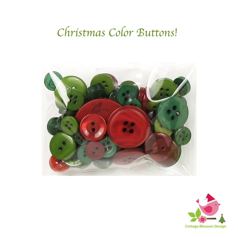 Christmas Holiday Button Assortment in Primitive Country Colors Old Fashioned Vintage Pine Tree Lime Green Cranberry Red Small to Large Size