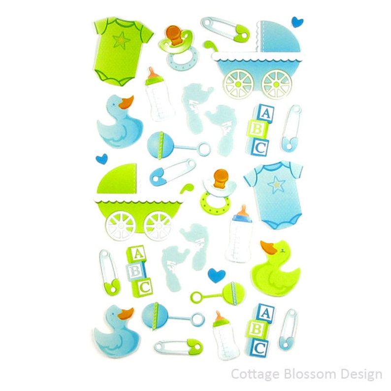 Baby Boy Stickers Blue Green Baby Shower Decor Boy S Etsy