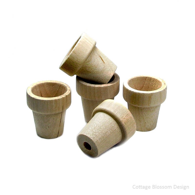 Small Wood Flower Pots Unfinished 1 Inch Size Set of 5 Wooden Etsy