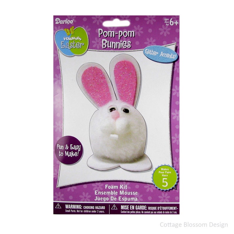 Easter Bunny Pom Pom Kit DIY Glitter Bunnies Craft for Kids Etsy