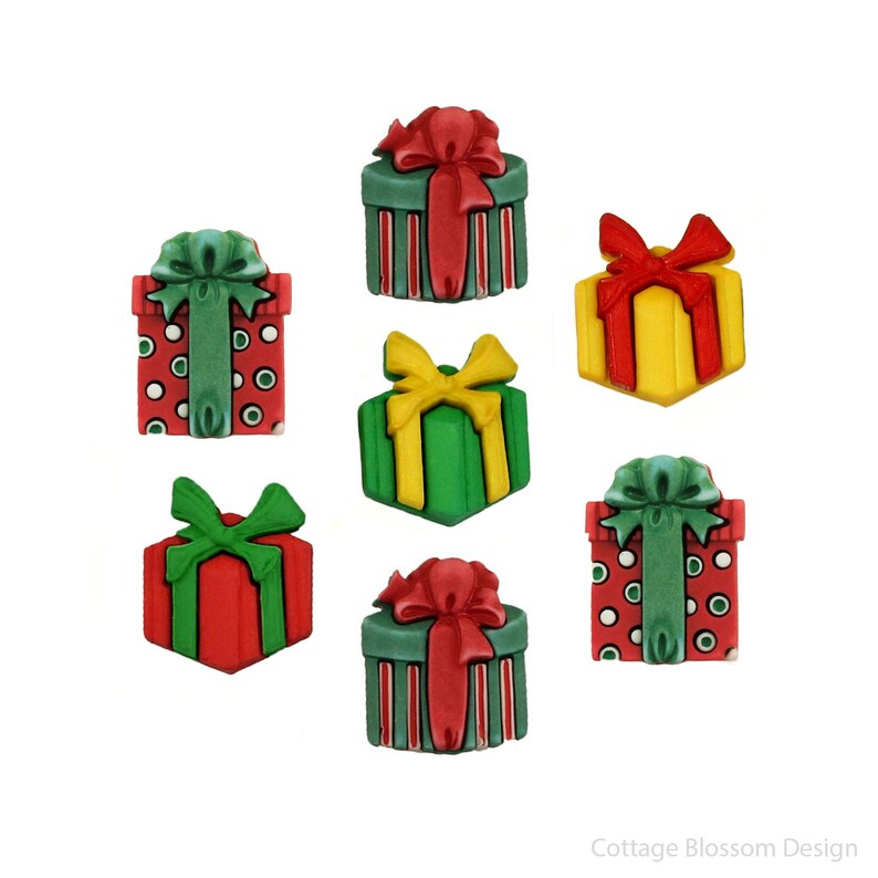 Christmas Gift Buttons Fun Holiday Presents Wrapped Packages Etsy