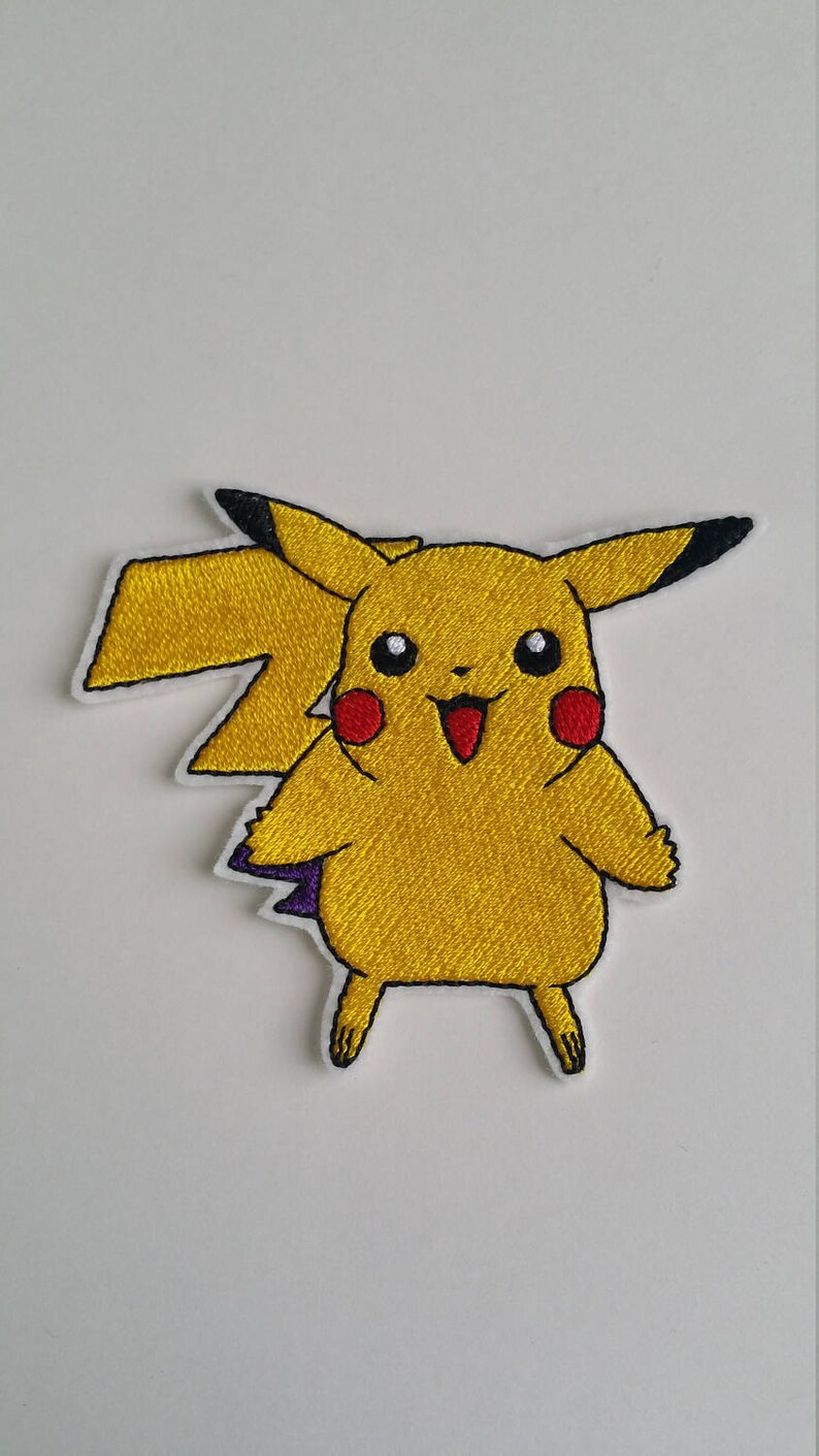 Pikachu iron on or sew on patch Pikachu applique Pokemon Etsy