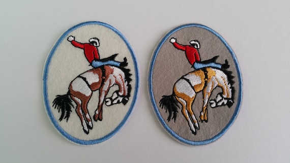 Horse Racing Western Embroidered Iron On Applique Patch Animal Left