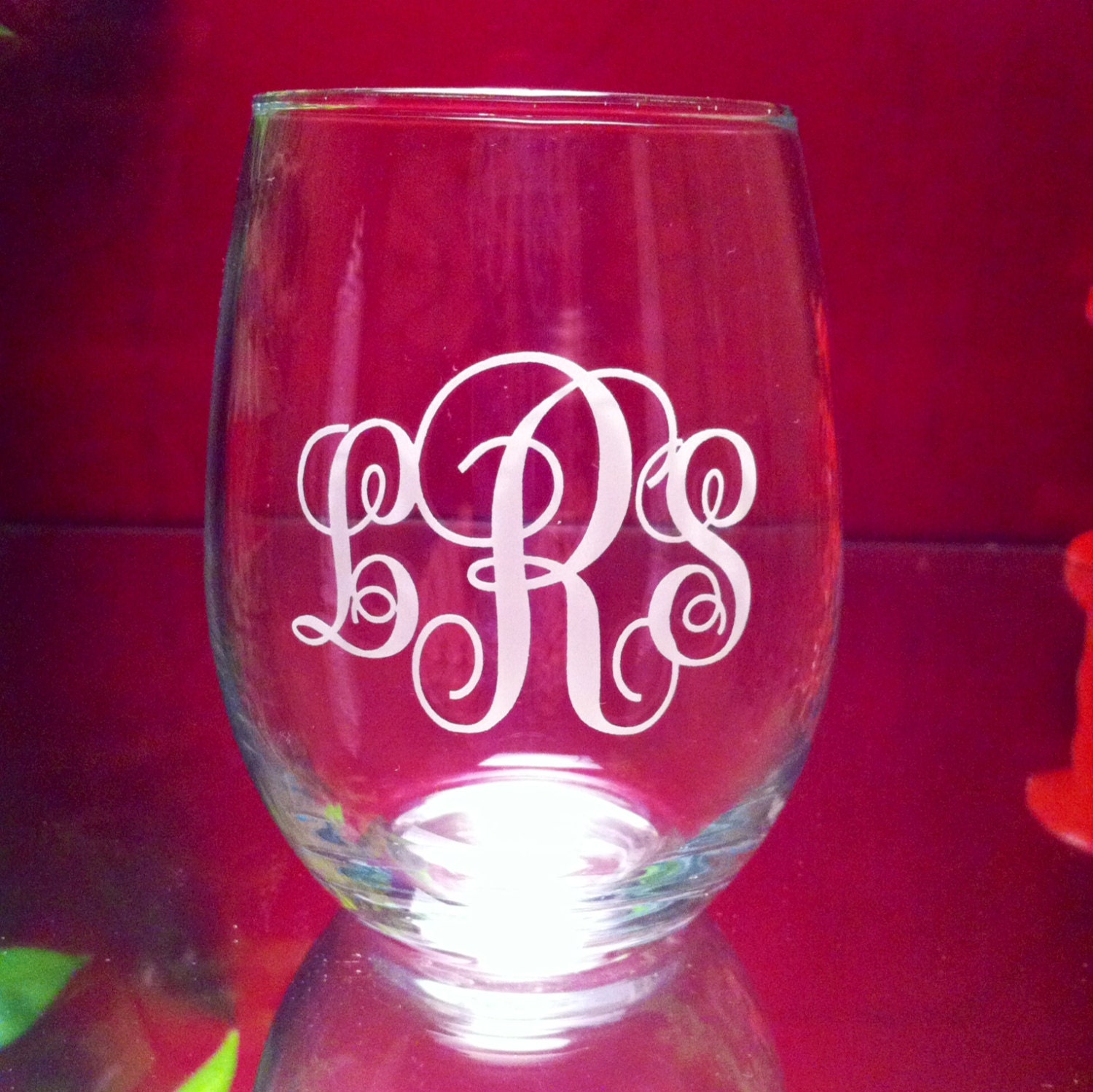 Monogram Stemless Wine Glasses - Set of 4 – Classic Prep Monograms