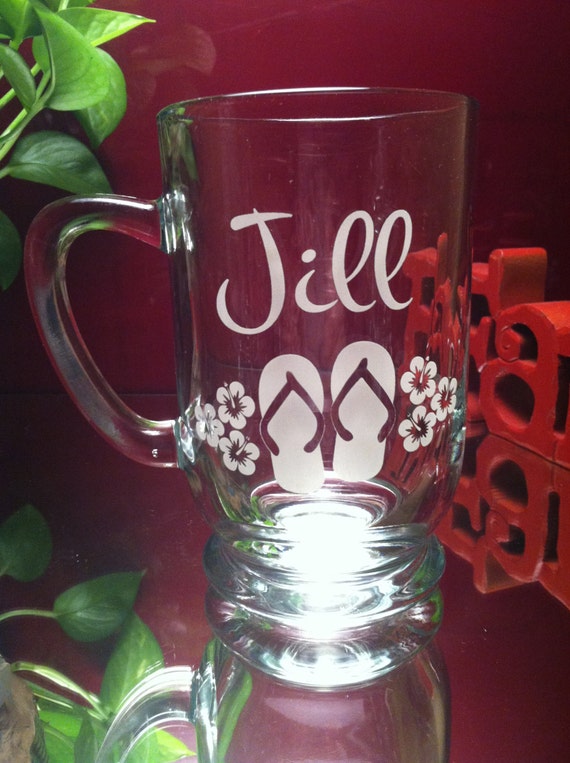 16 Oz Coffee Mug With Name and Flip Flops - Etsy