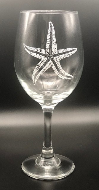 Pair of* Lowball Drinking Glasses Hand Blown Bubble Glass Starfish Nautical