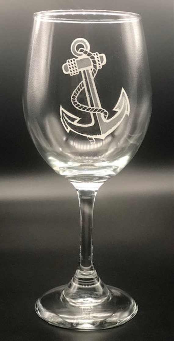Anchor Monogram Stemless Champagne Flutes & Wine Glasses