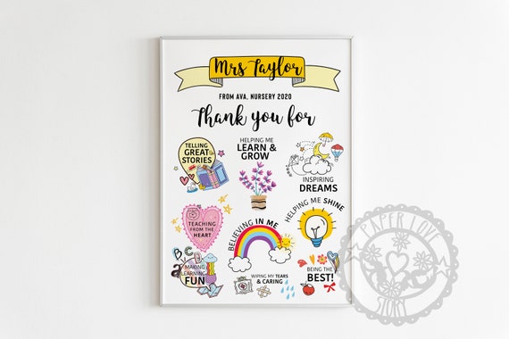 Personalised Teacher Gift Thank You Gifts for Teacher Teaching Assistant TA