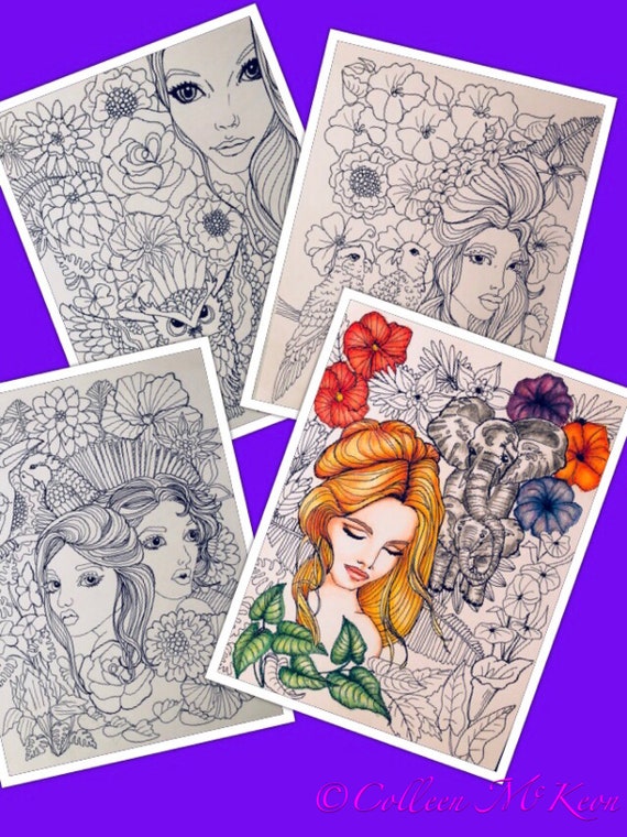 Download 4 Adult Coloring Pages Adult Coloring Book Adult Colouring Etsy