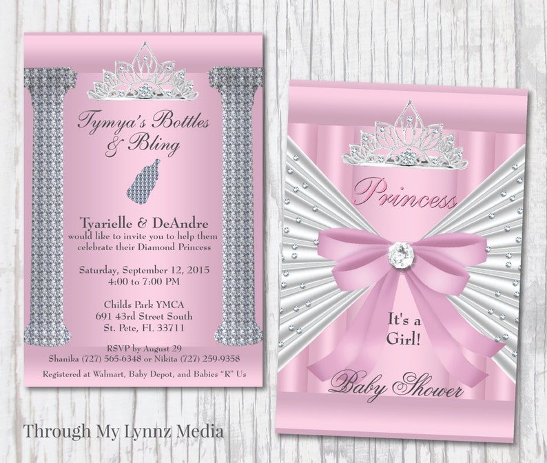 Bling Baby Shower Invitations Pink Princess Baby Shower Etsy