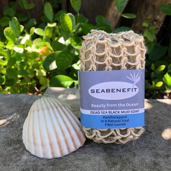 Seabenefit Dead Sea Mud & Seaweed Soap Wrapped in a Loofah | Anti-cellulite Soap