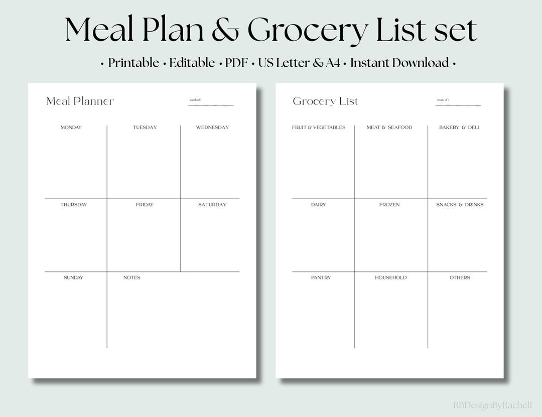 Minimalist Meal Planner Template: Weekly & Daily Plan (printable PDF ...