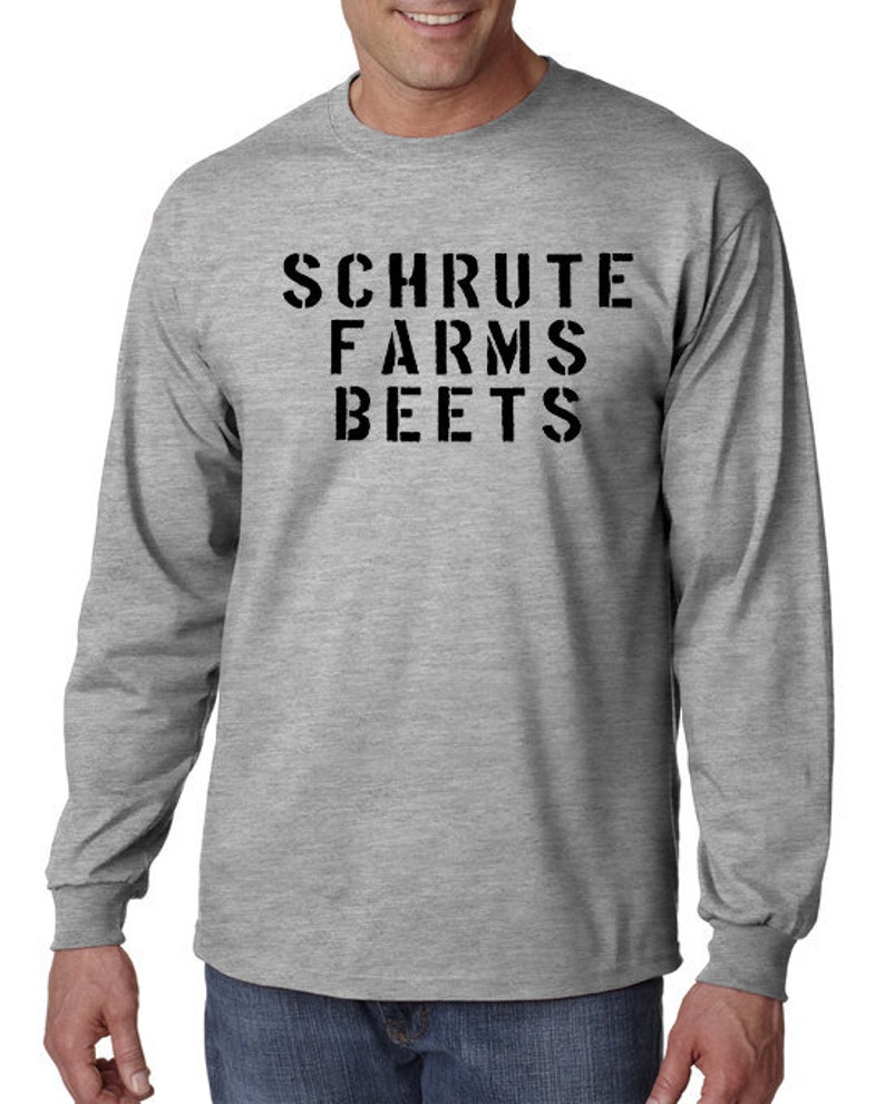 Schrute Farm Beets Long Sleeve Tshirt  The Office Inspired Gray