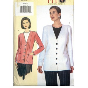 DIY UNCUT 16, 18, 20 Vogue 7022 Button Down Collarless Jacket, Welt Patch Pockets, Sandra Betzina Today&#39;s Fit Easy Sewing PATTERN Plus Size
