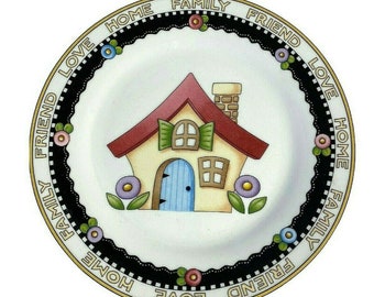 Vintage Mary Engelbreit Friend Family Love Plate 8 Inch 2001 At Home With Enesco Gift