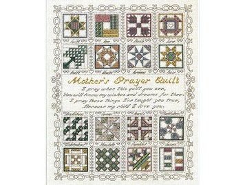 DIY Counted Cross Stitch KIT A Mothers Prayer Sampler Quilt 2002 Janlynn 14 Count 2012 by Karen Kluba 8 x 10