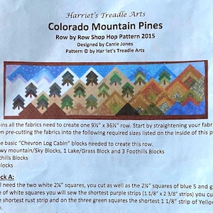 DIY Quilt KIT Colorado Mountain Pines, Harriet's Treadle Arts, 2015 Shop Hop Pattern, Row by Row, Chevron Log Cabin 9x36 Table Runner Fabric