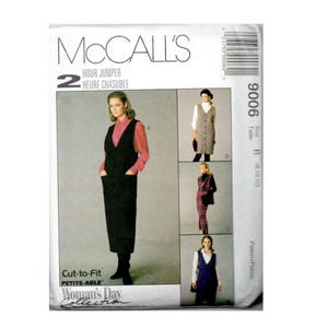 May include: McCall's sewing pattern for a Hour Jumper, featuring multiple design options. The pattern includes a variety of jumper styles, with a focus on a petite fit. The cover showcases different jumper variations, with the text "Woman's Day Collection".