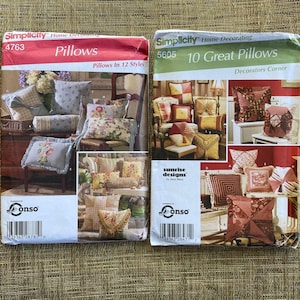 DIY UNCUT Great Pillows PATTERN, Patchwork Bolster Fringe Simplicity 4763 Or 5605 Jana Beus Sunrise Interior Design 1990s