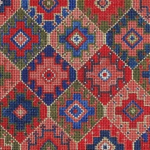 Alfombra de punto de cruz con motivo de edredón vintage DIY, lona de algodón n.° 10, burdeos, azul y verde, década de 1980, NOS, pintada a mano, 9 x 16, almohada, arte de pared, cartera