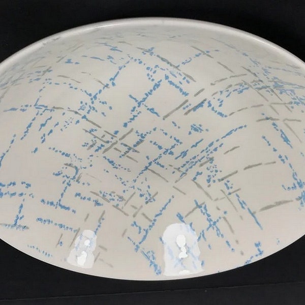 Vintage Homer Laughlin MCM Abstract Serving Bowl, Vogue Shape HLC Blue Gray White, Eames Era