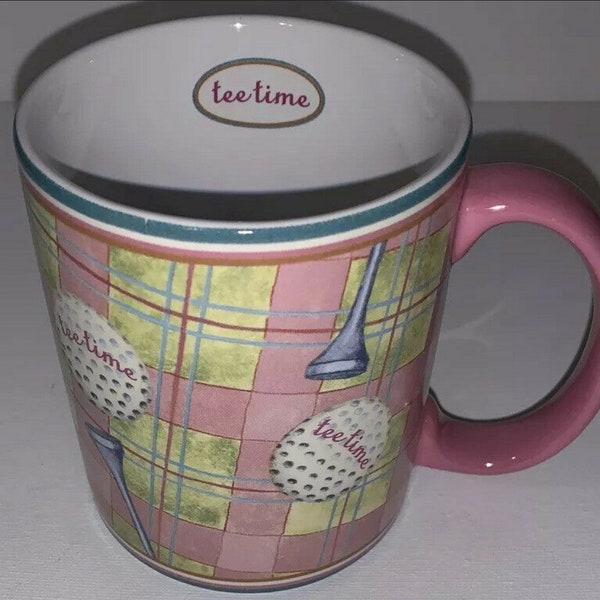Pink Tee Time Lang Mug Golf Cup Mug, Lady Golfer, Art by Paula Joerling