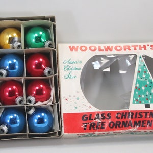 12 Vintage Woolworths Shiny Brite Boxed Christmas Tree Ornaments Japan