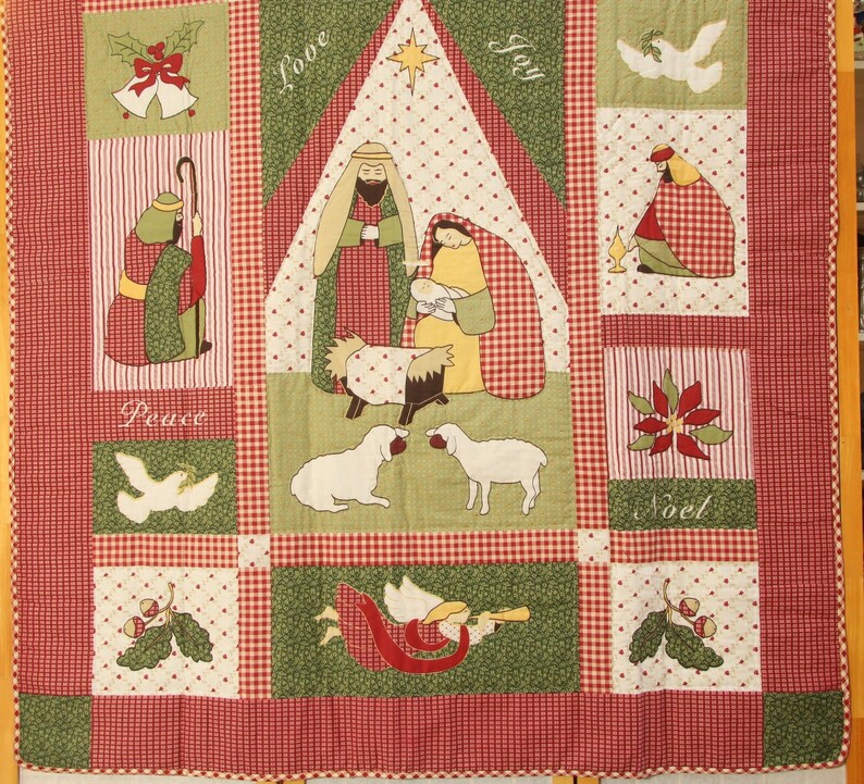 Vintage Nativity Christmas Quilt Wall Hanging Holiday Etsy