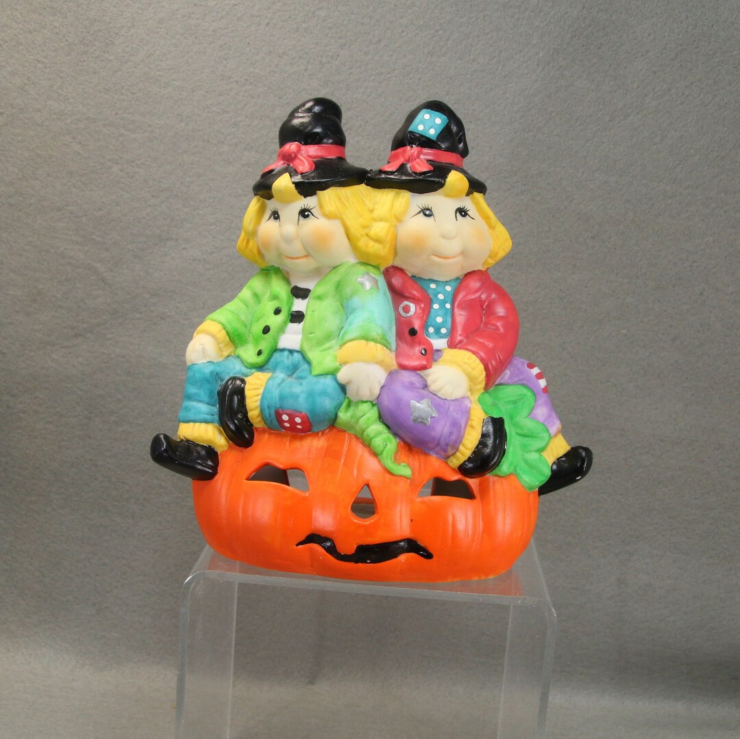 Vintage Witches Jack O Lantern Halloween Votive Candle Holder Etsy