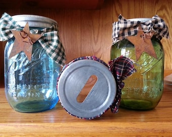 Country Glass Mason Canning Jar Coin Bank/Piggy Bank~Primitive Home Decor~Farmhouse Vintage Storage Mason Jar