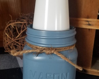 Mason Jar Dixie Cup Holder, 1/2 Pint Cup Holder, 3 oz Cups, Urban Farmhouse Cup Holder, Country Vintage Bathroom Decor, Chalk Paint