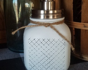 Hoosier Style Jar Soap Dispenser~Lotion Dispenser~Rustic Country Chalk Paint Decor~Vintage Urban Farmhouse Decor