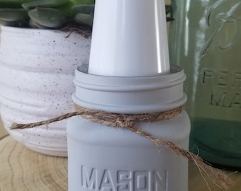 Mason Jar Dixie Cup Holder, 1/2 Pint Cup Holder, 3 oz Cups, Urban Farmhouse Cup Holder, Country Vintage Bathroom Decor, Chalk Paint