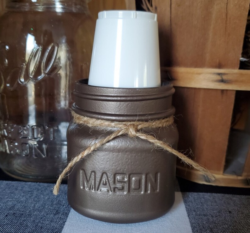 Mason Jar Dixie Cup Holder, 1/2 Pint Cup Holder, 3 oz Cups, Urban Farmhouse Cup Holder, Country Vintage Bathroom Decor, Chalk Paint image 1