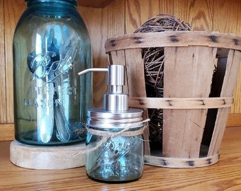 Ball Elite 1/2 Pint Mason Jar Dispenser~Soap~Lotion~Mouthwash~Sanitizer, Urban Farmhouse Country Primitive Decor~Housewarming Bridal Gift