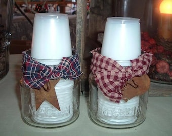 Mason Jar Dixie/Drinking Cup Holder~1/2 Pint Cup Holder, Urban Farmhouse Cup Holder, Country~Farmhouse~Vintage~Bathroom Decor