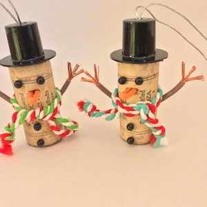 Wine Cork Snowman Ornament