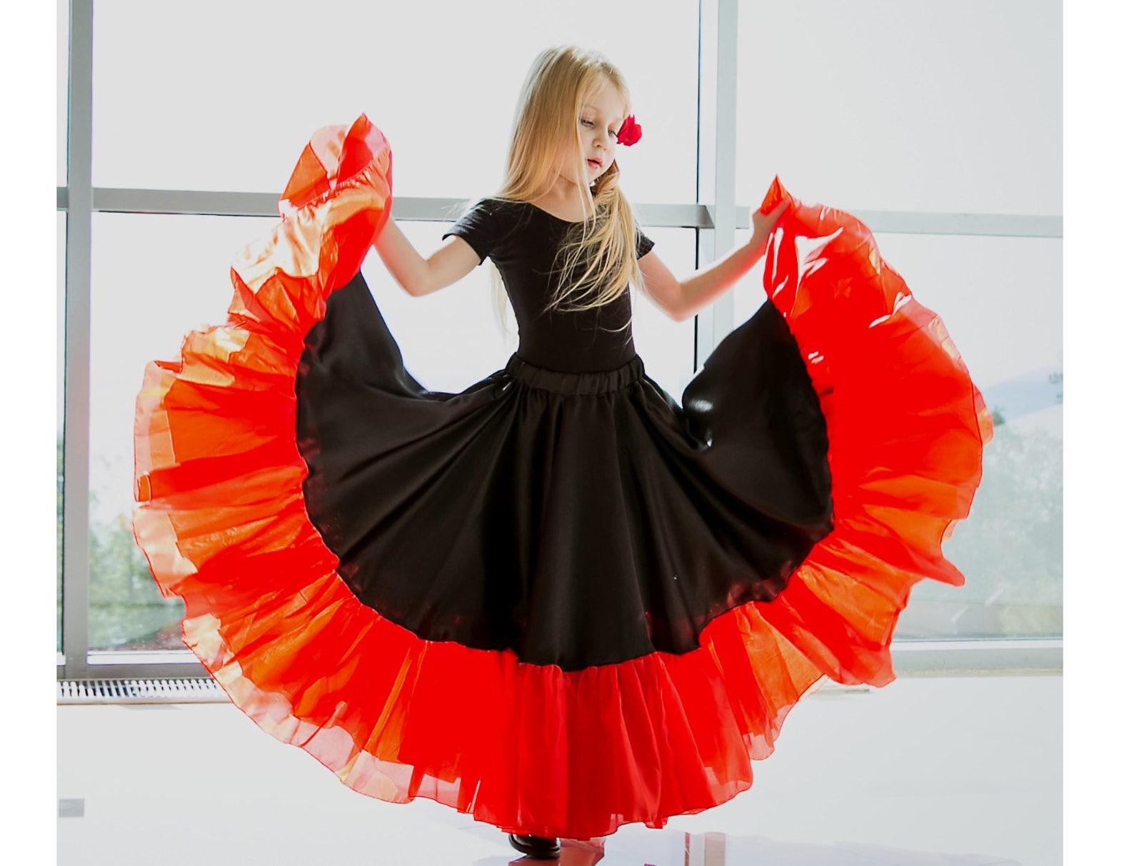 Gypsy Dance Skirt Little Gypsy Black and Red. Flamenco Skirt. Etsy